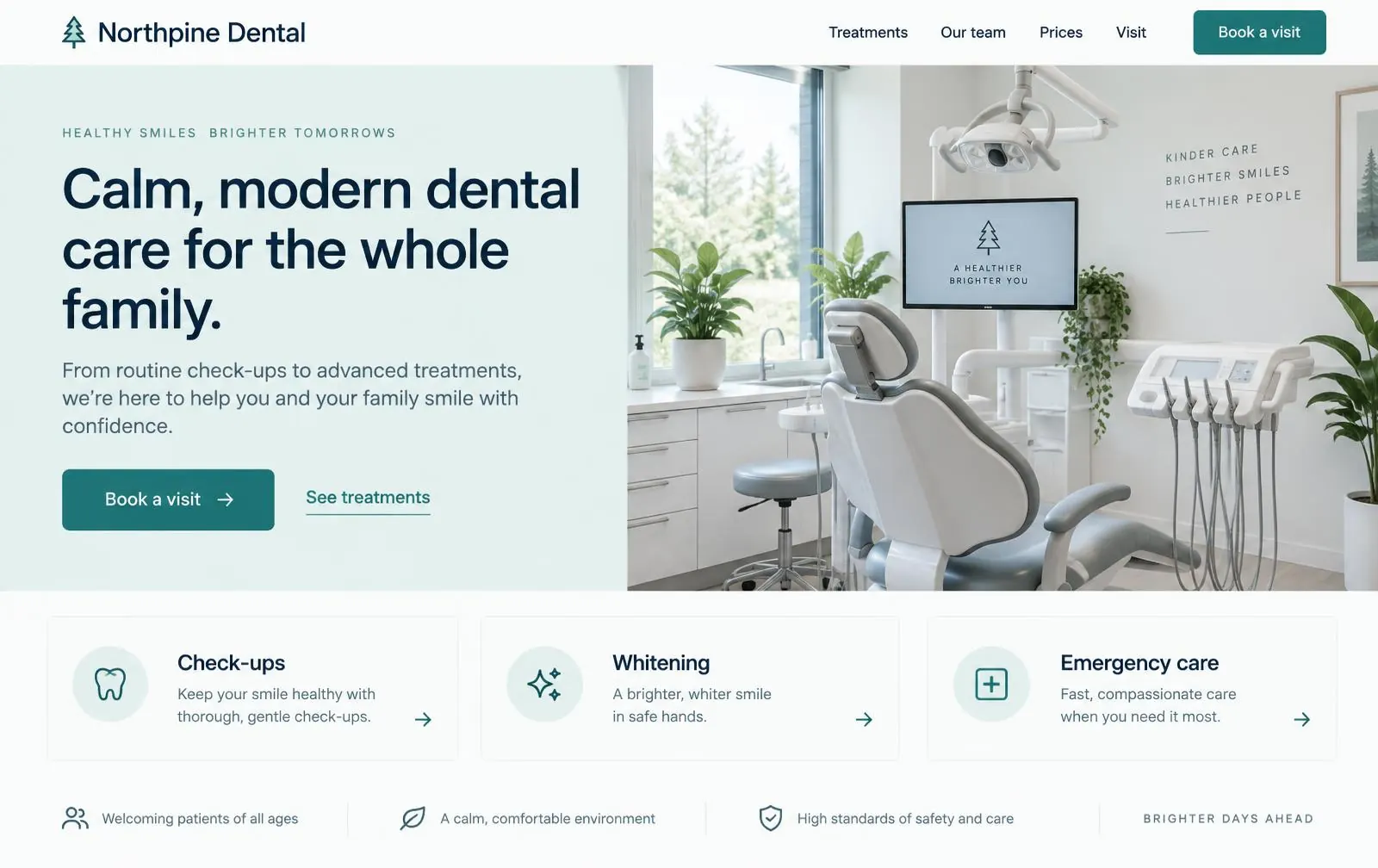 Northpine Dental concept website homepage